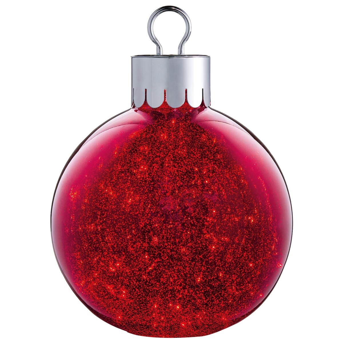 15.7 Inches (1.3ft) Glass Oversized Ornament with 60 LED Lights in Red