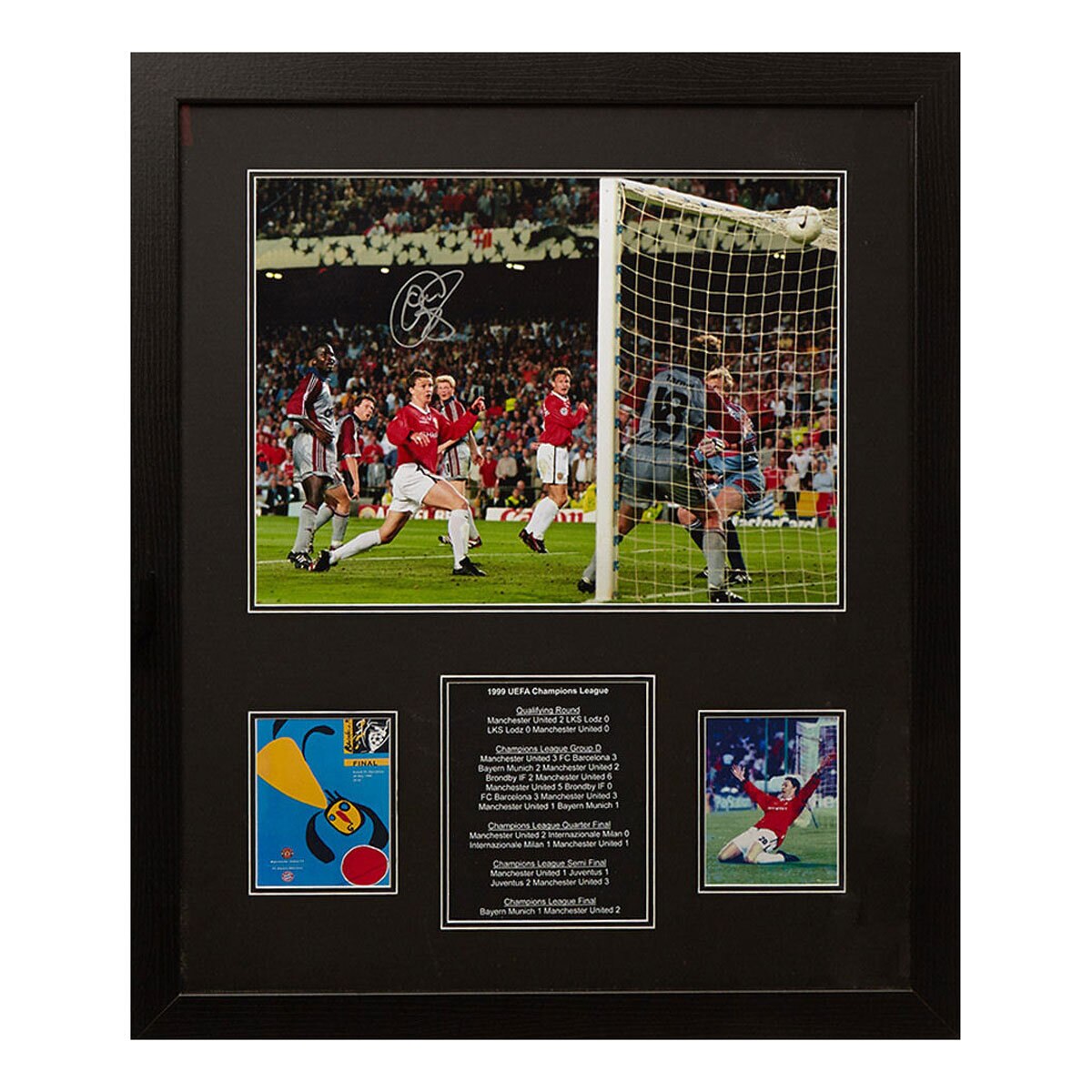 Solskjaer Signed Framed Manchester United Champions League Final Photograph