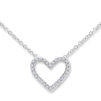 0.25ctw Round Brilliant Cut Heart Pendant, 18ct White Gold