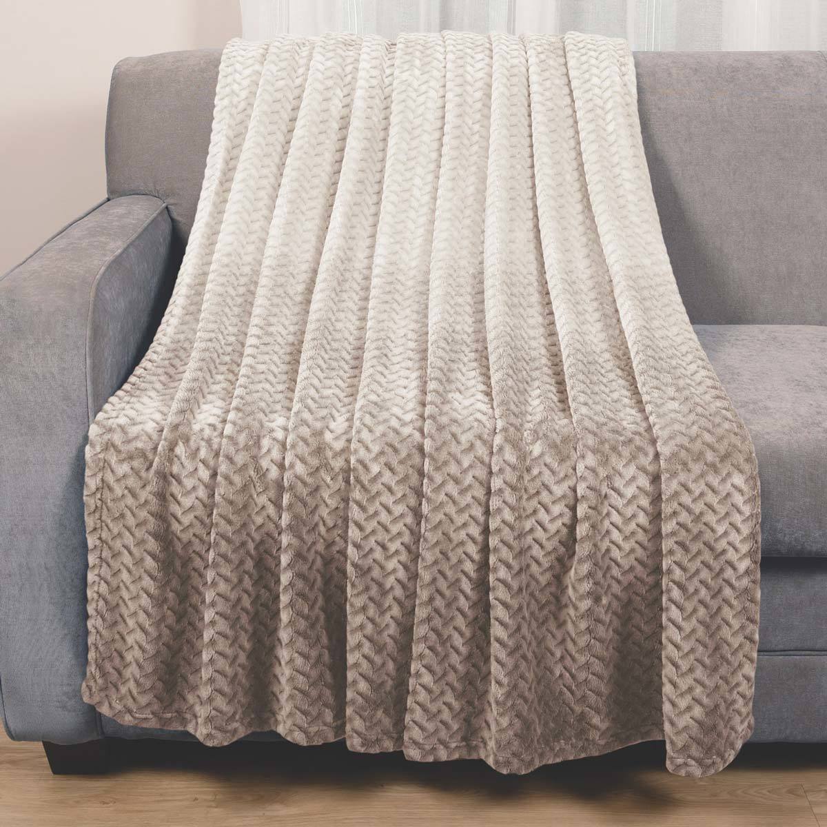 Life Comfort Ombre Jacquard Throw in Taupe, 152 x 177 cm Costco UK