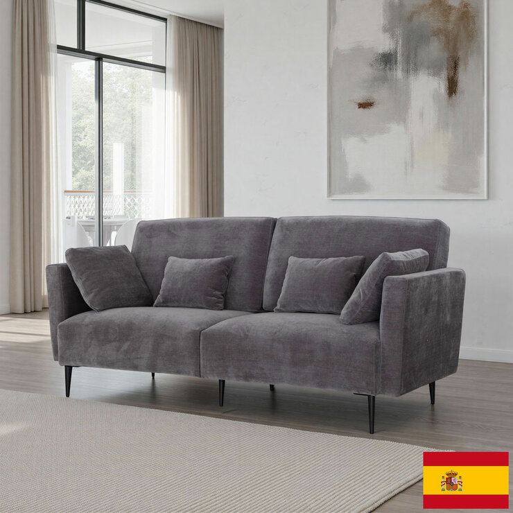 MOONAP Monroe Dark Grey Fabric 3 Seater Sofa MOONAP Monroe Dark Grey Fabric 3 Seater Sofa