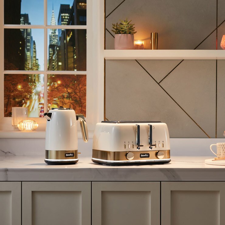 Breville New York Style Kettle & 4 Slot Toaster Set White Costco UK