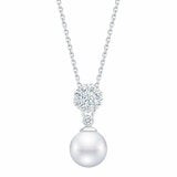 7.5-8mm Akoya Pearl & 0.30ct Diamond Pendant, 14ct White Gold 7.5-8mm Akoya Pearl & 0.30ct Diamond Pendant, 14ct White Gold