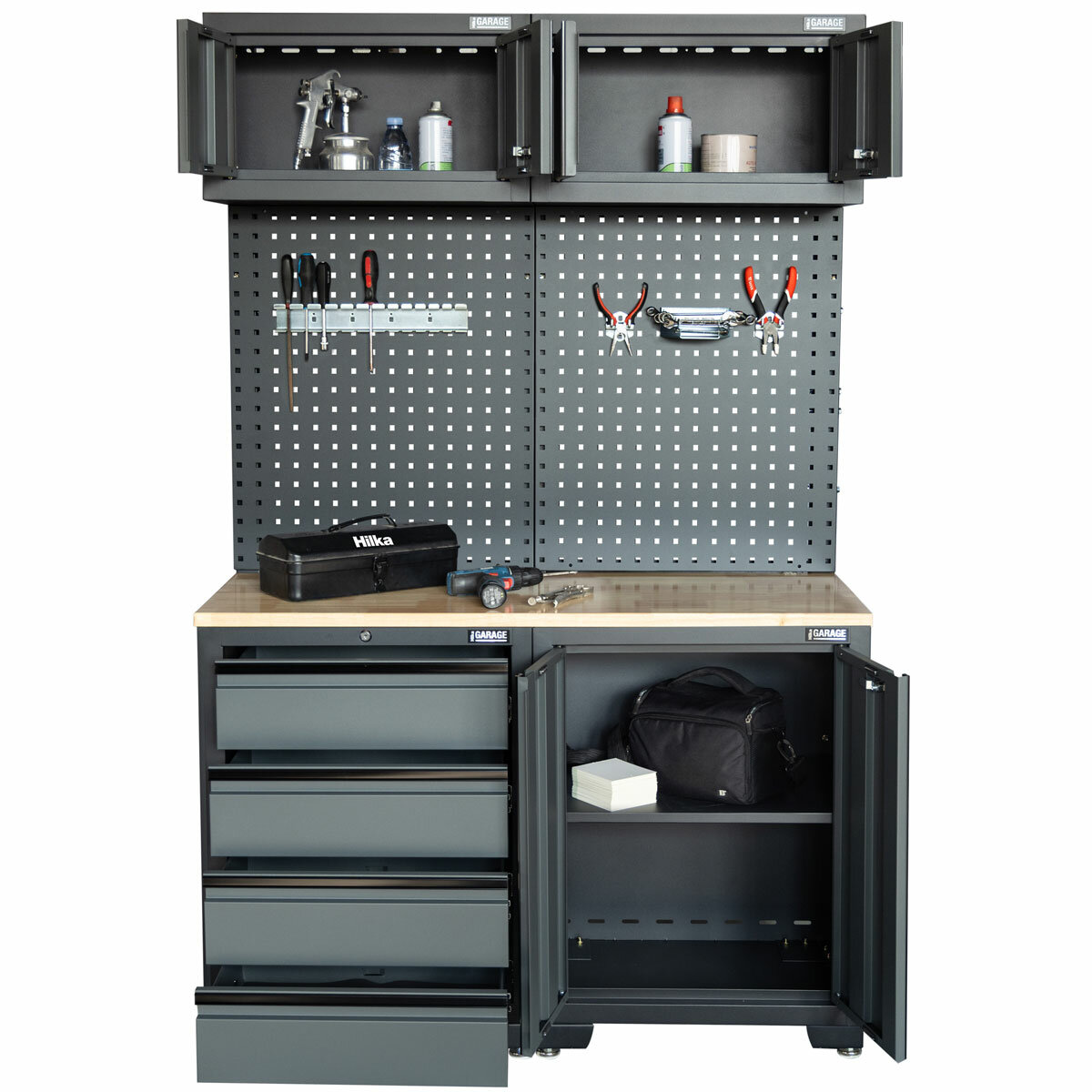 Hilka Professional 24-Gauge Steel 5-Piece Garage Workstation Set Hilka Professional 24-Gauge Steel 5-Piece Garage Workstation Set