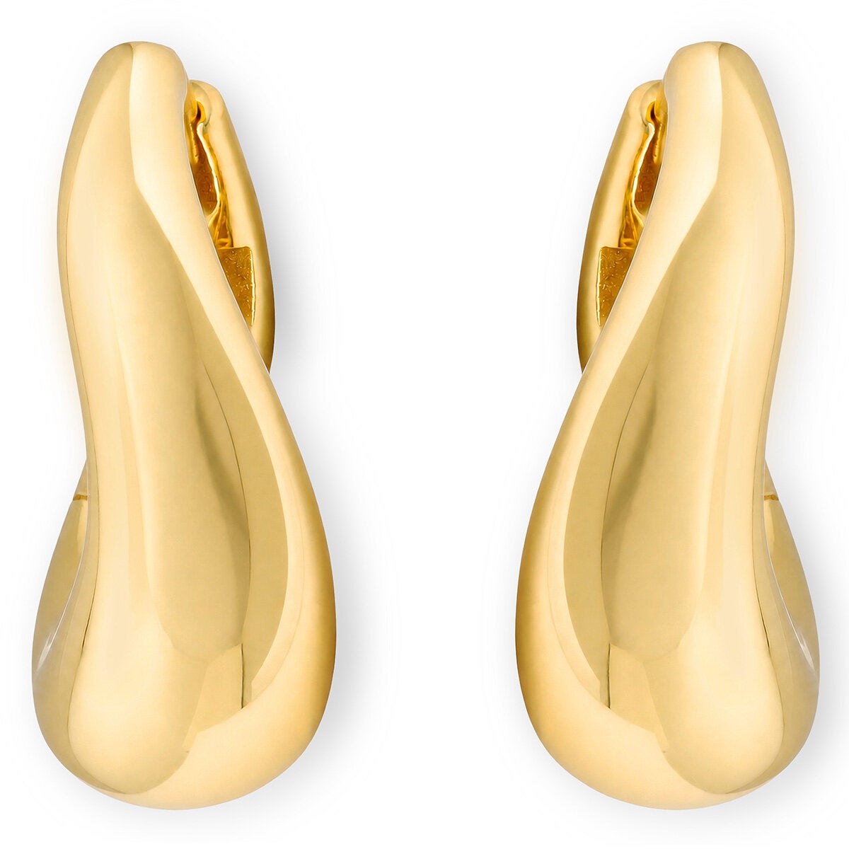 14ct Yellow Gold Wave Hoop Earrings 14ct Yellow Gold Wave Hoop Earrings