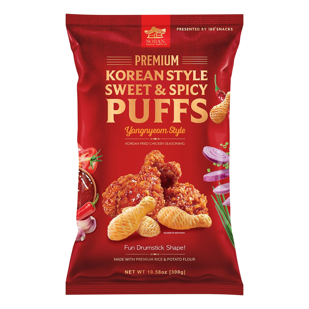 Soban Premium Korean Style Sweet & Spicy Puffs, 300g