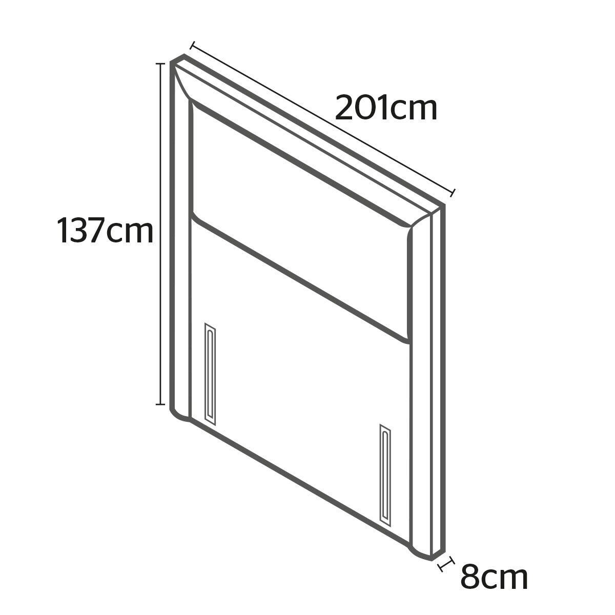 Silentnight Palermo Grey Fabric Full Height Headboard, Su...