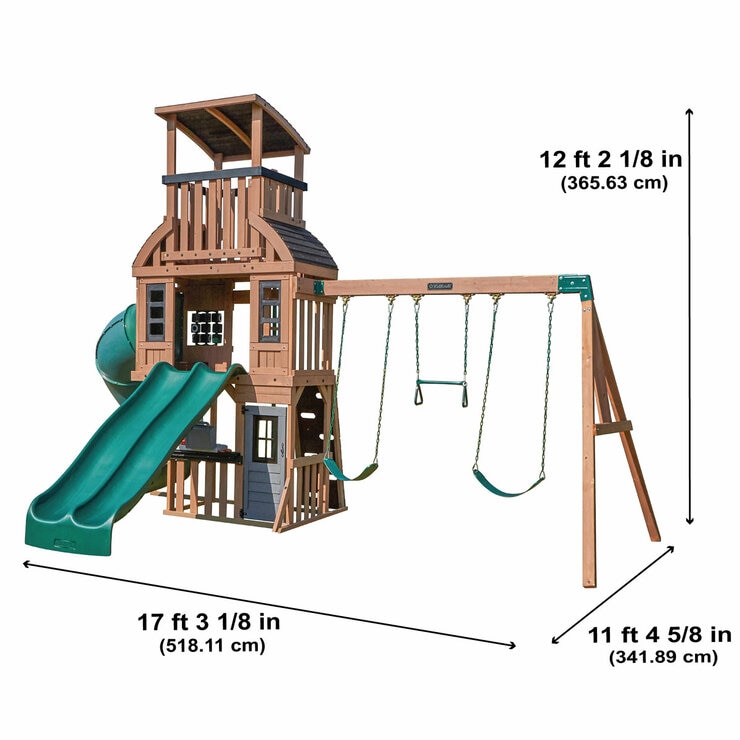Studio image of the playcentre with measurements