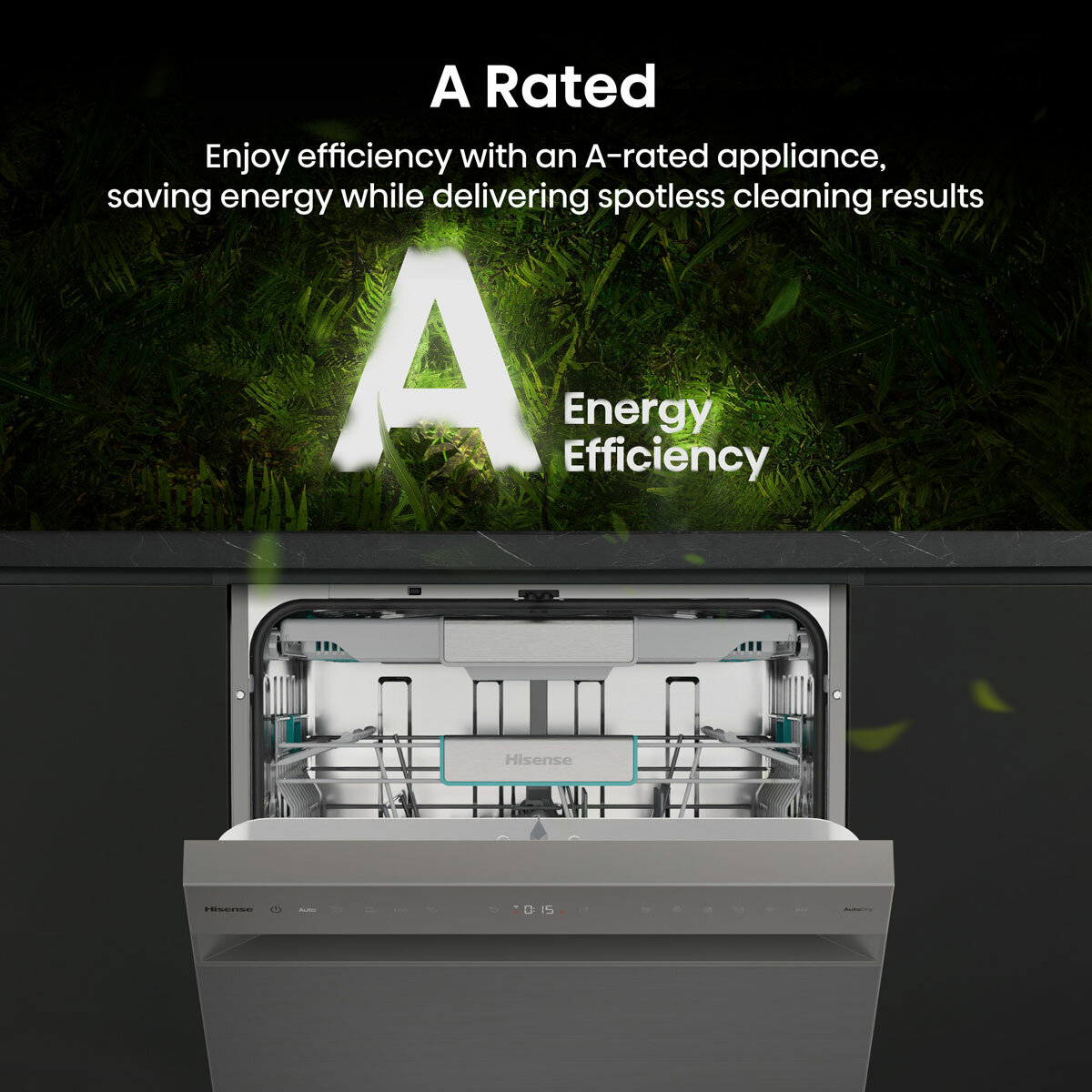 Hisense HS673A90XUK, 16 Place Settings Dishwasher, A Rated in Silver