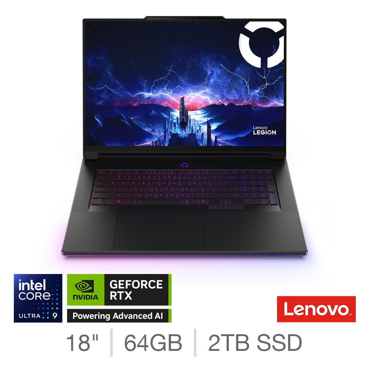 Lenovo Legion 9, Intel Core Ultra 9, 64GB RAM, 2TB SSD, NVIDIA GeForce RTX 5090, 18 inch, Gaming laptop, 83EY003BUK