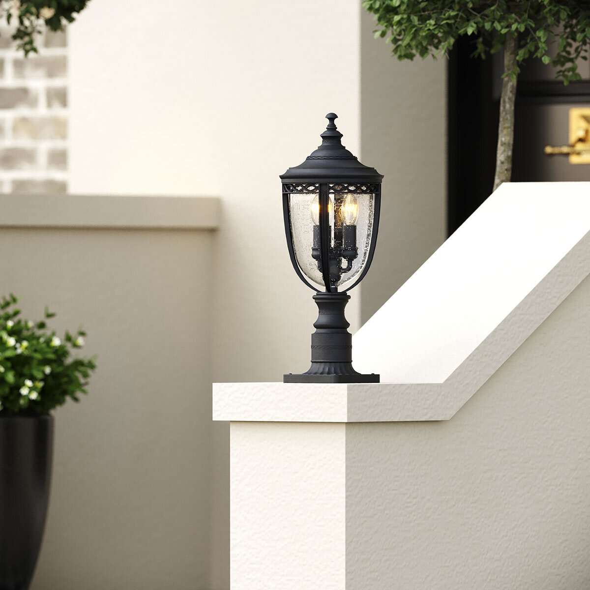 Feiss English Bridle 3 Light Exterior Pedestal Lantern