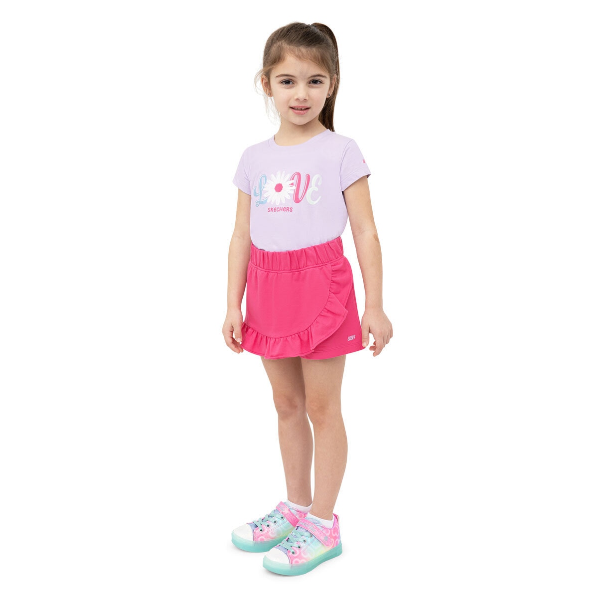 Skechers Kids Tee & Short 3 Piece Set in Lilac