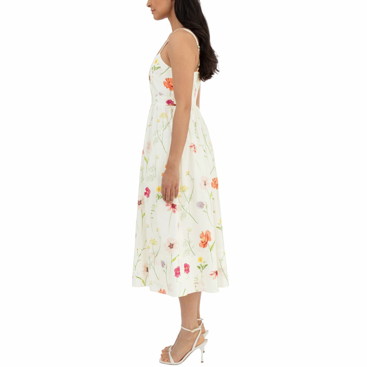 Wellworn Ladies Poplin Dress in White Floral