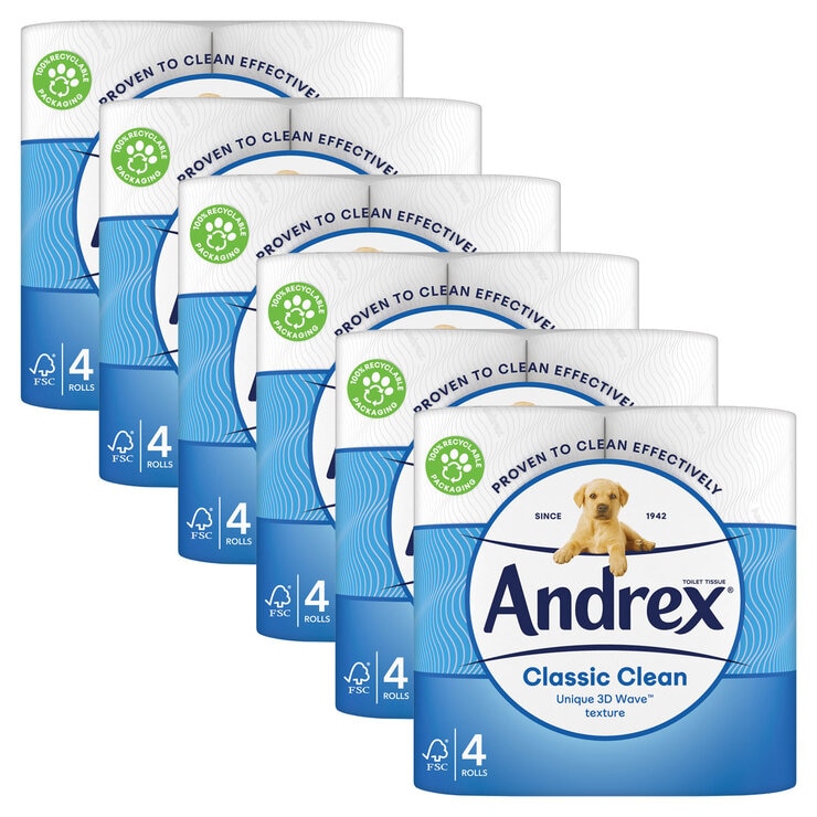 Andrex Classic Clean Toilet Roll, 6 x 4 Pack Andrex Classic Clean Toilet Roll, 6 x 4 Pack