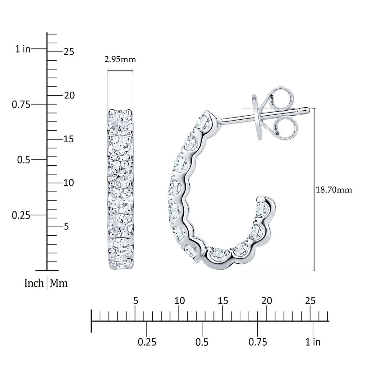 1.50ctw J Hoop Diamond Earrings