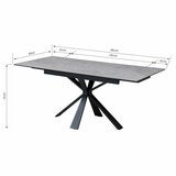Jordan Ceramic Extending Dining Table + 6 Grey Chairs, Seats 6-8