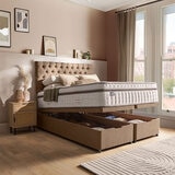 Silentnight Full Ottoman Divan Base with Eden Headboard in Wheat in 3 Sizes