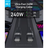 Anker Prime Charger (100W, 3 Ports, GaNPrime) with 0.9 m 240W USB-C to USB-C Cable and 1.8 m 240W USB-C to USB-C Cable