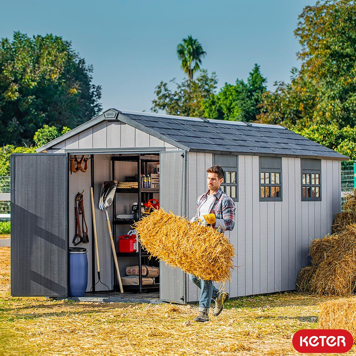 Lifetime image with the shed and trees in the backround