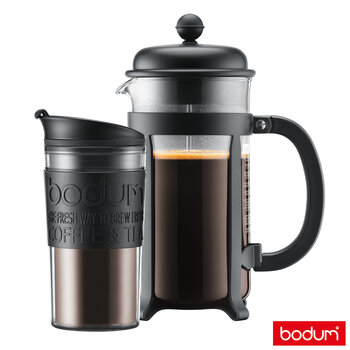 Bodum Java Cafetiere (1L) & Travel Mug (0.35L) Set