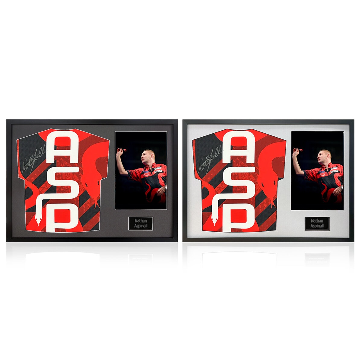 Nathan Aspinall Signed Framed Darts Shirt including 1 Photo in 2 Options: White or Black Mount