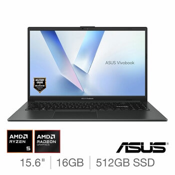 ASUS Vivobook Go, AMD Ryzen 5, 16GB RAM, 512GB SSD, 15.6 Inch Laptop, E1504FA-BQ2889W