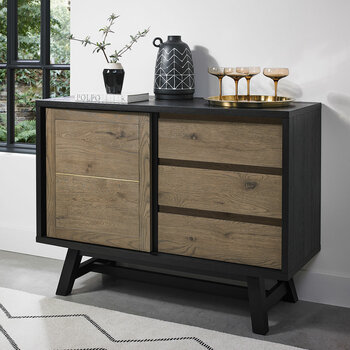 Bentley Designs Camden Weathered Oak & Peppercorn Narrow Sideboard