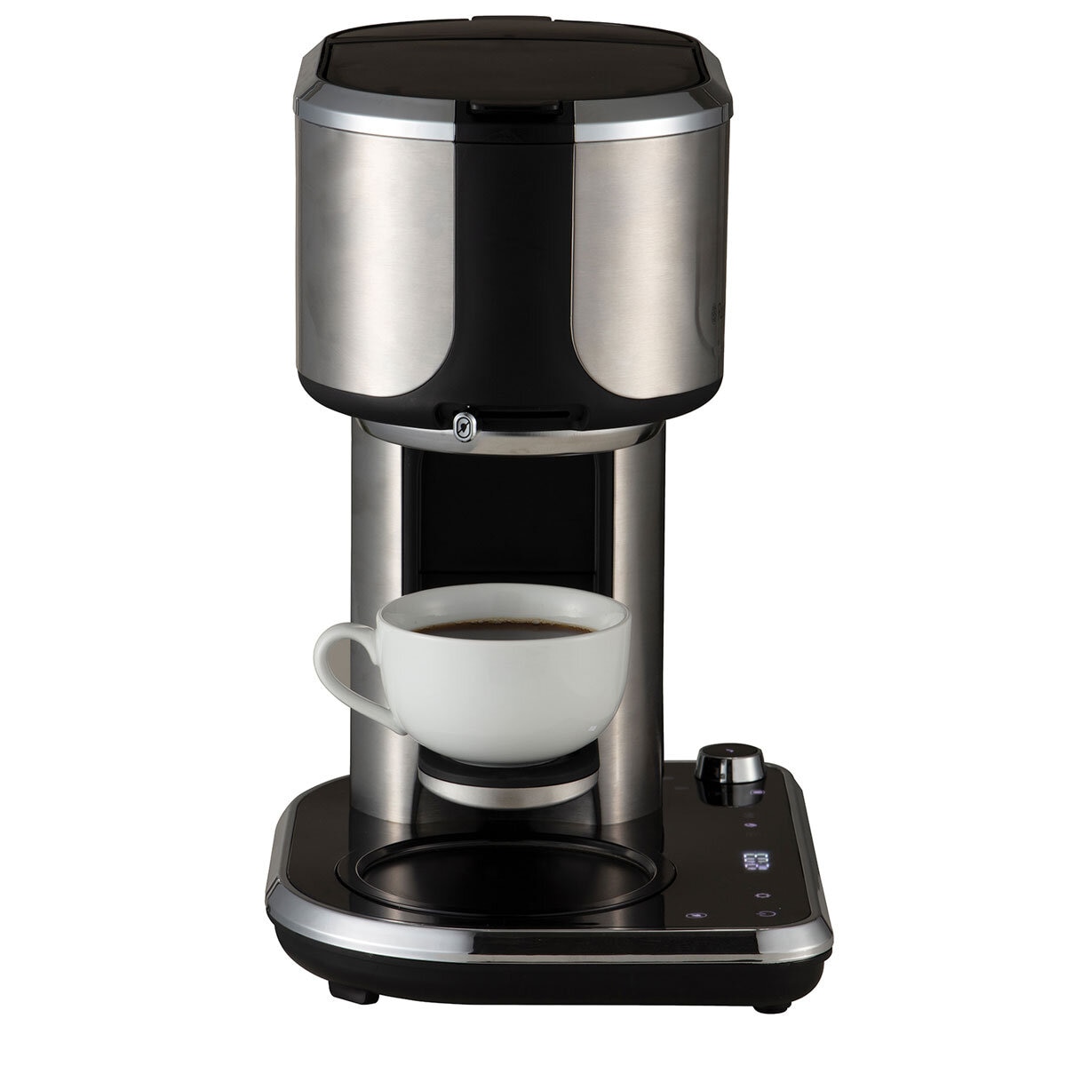 Side profile Russell Hobbs Attentiv Coffee Bar with coffee cup