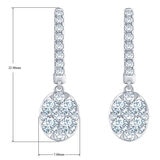 1ctw Oval Dangling Diamond Earrings, 14k White Gold