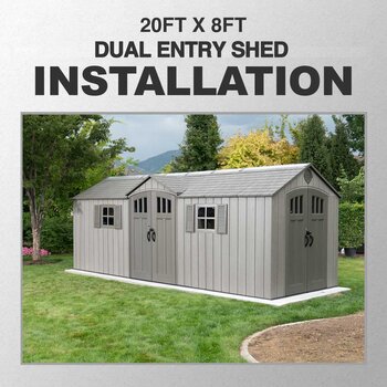 Installation for Lifetime 20ft x 8ft (6 x 2.4m) Rough Cut Dual Entry Outdoor Storage Shed