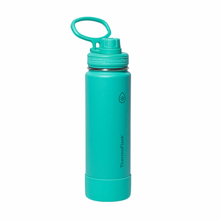 ThermoFlask Stainless Steel Water Bottle 710ml, 2 Pack in Surf Side & Tropical Hibiscus