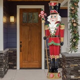 Pre-lit Resin Candy Cane Nutcracker with 42 color LED and Music