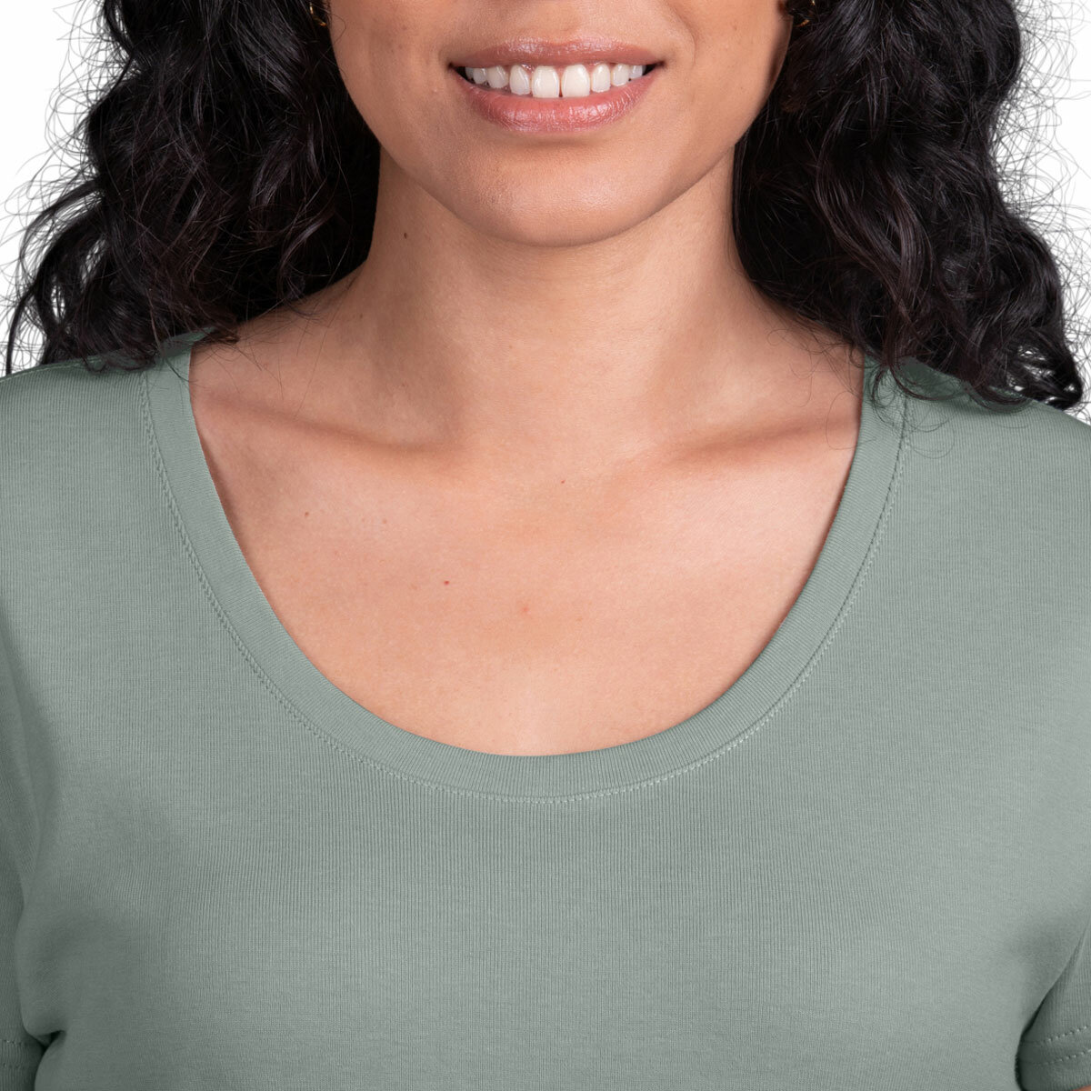 Kirkland Signature Ladies Scoop Neck Pima Tee in Green
