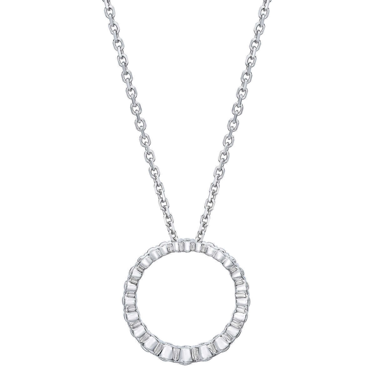 0.50ctw Circle Diamond Pendant, 14k White Gold