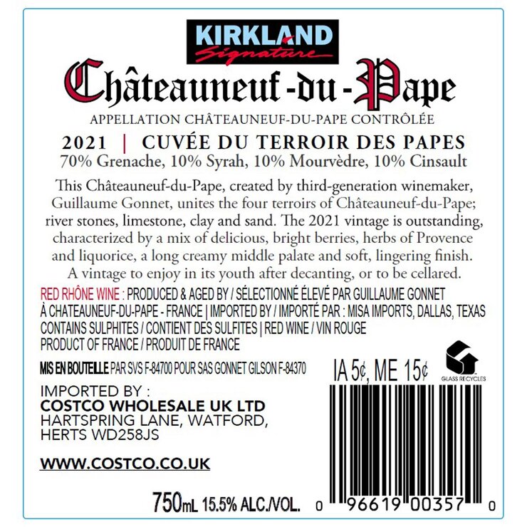 Kirkland Signature Chateauneuf-du-Pape 2024, 75cl