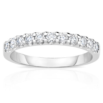 0.50ctw Round Brilliant Cut Diamond Half Eternity Ring, 18ct White Gold in 3 Sizes