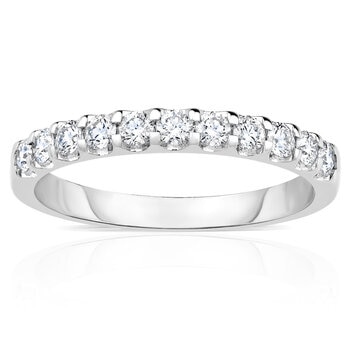 0.50ctw Round Brilliant Cut Diamond Half Eternity Ring, 18ct White Gold in 3 Sizes