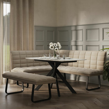 Indus Valley Reva Beige Corner Bench Set, Left Hand Facing
