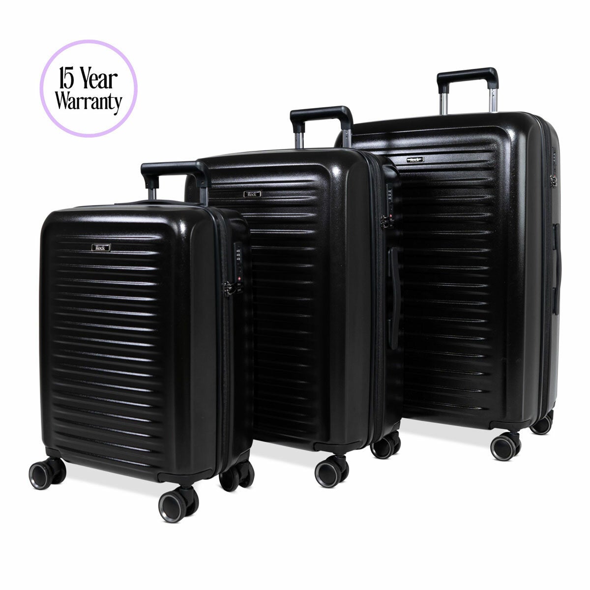 Rock Legacy Hardshell Suitcase 3pc set in Black