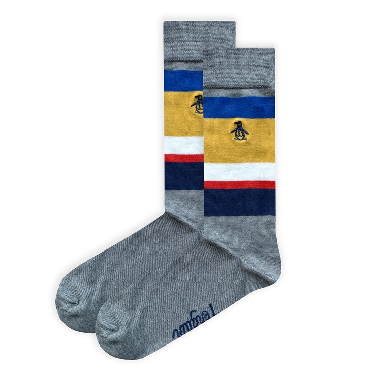 Original Penguin Men's Striped Socks, 6 Pack in Grey, Navy and Red Original Penguin Men's Striped Socks, 6 Pack in Grey, Navy and Red