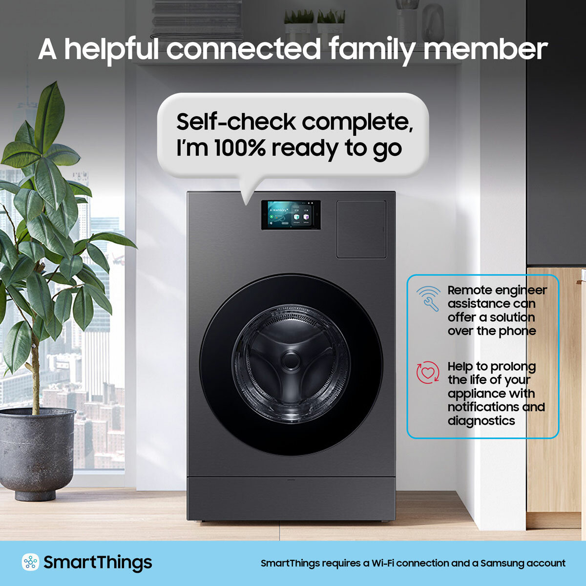 Samsung Series 9 Large Capacity WD18DB8995BZT1 18kg / 11kg Washer Dryer, A Rated in Dark Steel