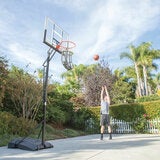 Lifestyle image of someone throing a basketball at the hoop Lifestyle image of someone throing a basketball at the hoop