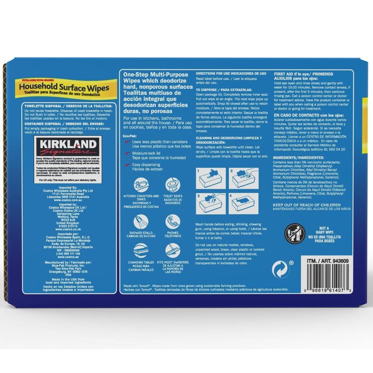 Kirkland Signature Household Surface Wipes, 304 Pack Costco UK