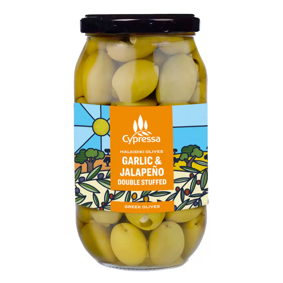 Cypressa Garlic & Jalapeno Greek Olives, 990g