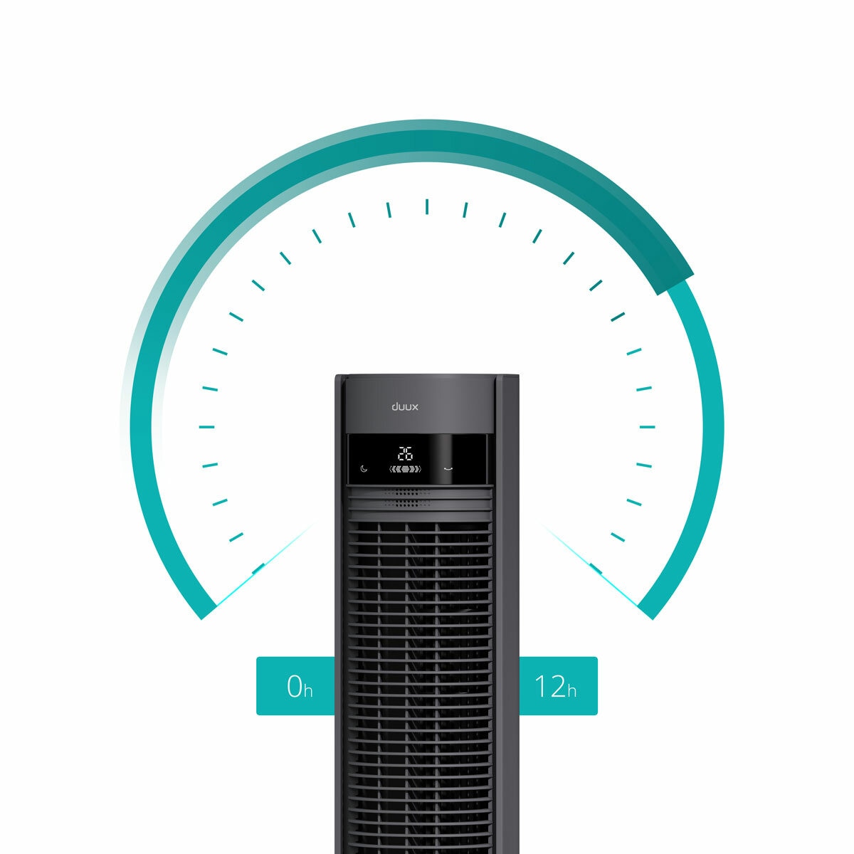 Lifestyle image of Duux Elevate Tower Fan with 12 hours timer