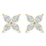 0.90ctw Flower Stud Diamond Earrings, 14k Yellow Gold