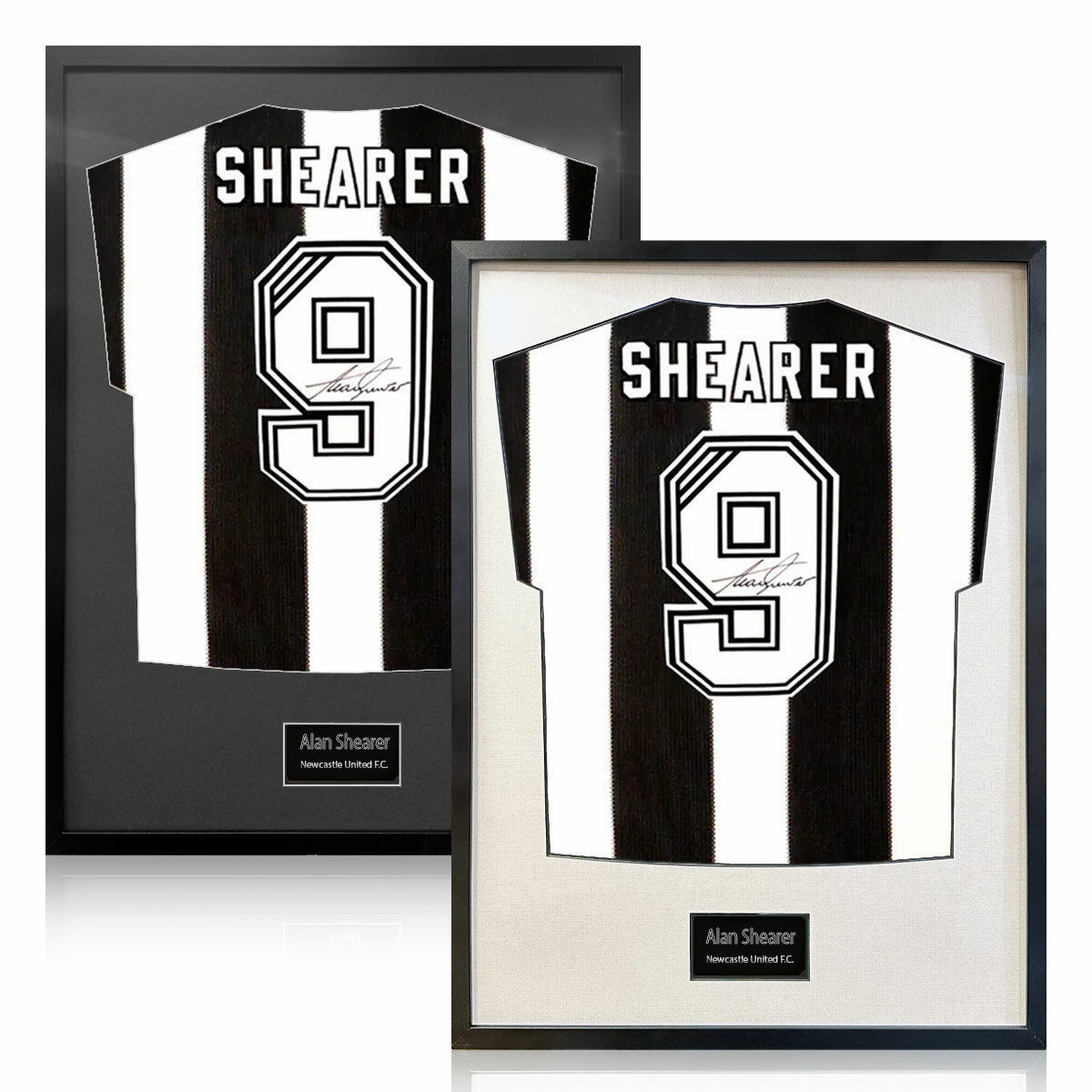 Alan Shearer Signed Framed Newcastle Football Shirt in 2 Options: White or Black Alan Shearer Signed Framed Newcastle Football Shirt in 2 Options: White or Black