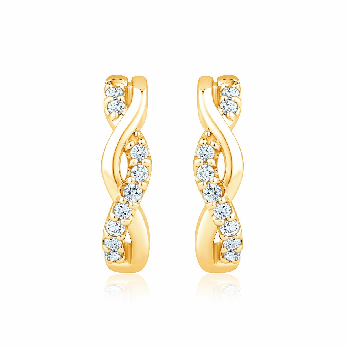 0.20ctw Round Brilliant Cut Diamond Infinity Hoop Earrings, 14ct Yellow Gold 0.20ctw Round Brilliant Cut Diamond Infinity Hoop Earrings, 14ct Yellow Gold