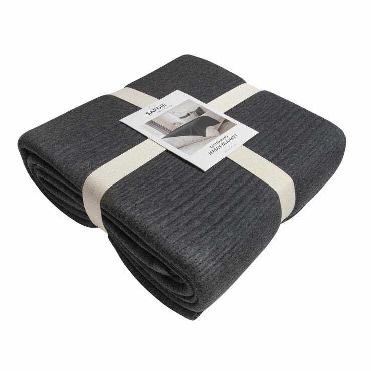 Safdie Cotton Blend Grey Jersey Blanket, 224 x 234 cm Safdie Cotton Blend Grey Jersey Blanket, 224 x 234 cm