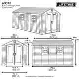Lifetime 8ft x 15ft (2.4 x 4.5m) Storage Shed dimensions